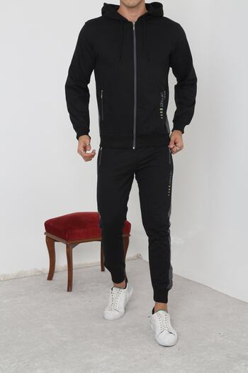 3MODA Ανδρική αθλητική φόρμα μαύρη από καουτσούκ με φερμουάρ
