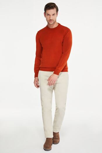 Hatemoğlu Men's Tile Regular Fit Plain Crew Neck Knitwear Sweater