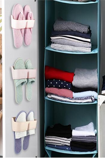 Gondol Hanging Slipper Hanger Pasteable Slipper Rack Organizer - 2 Pieces - White