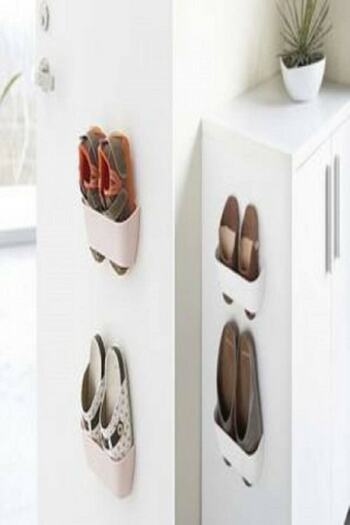 Gondol Hanging Slipper Hanger Pasteable Slipper Rack Organizer - 2 Pieces - White