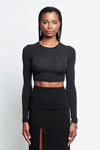 IAMNOTBASIC Long Sleeve Crop Women's Cotton Top