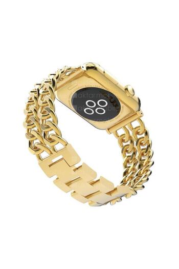 AktarMobile Watch 9 8 7 6 Se 5 4 3 2 1 - 38 / 40 / 41 Mm Uyumlu Zincirli Metal Kordon Zincir Tasarım Kayış