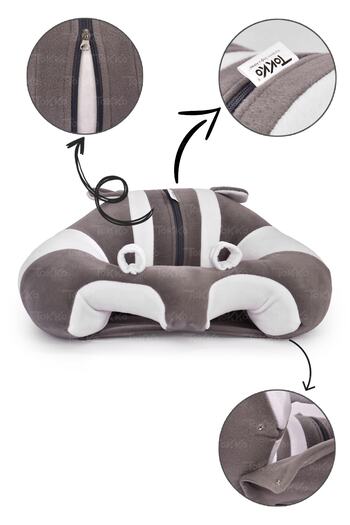 TOKKO Fiber Filling Baby Seating Supported - Anti-Tipping Seat - Gray White Large Baby Seating