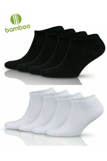 socksbox 8 Li Paket Bambu Dikişsiz 4 Siyah 4 Beyaz Patik Çorap / Unisex