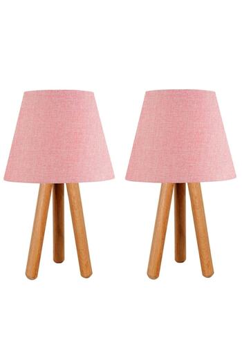 EvLight Triple Room Set Chandelier And Wooden Lampshade Pink