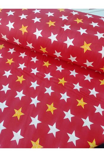 Wella Home Yellow Red Stars Poplin / Akfil Fabric 240 Πλάτος