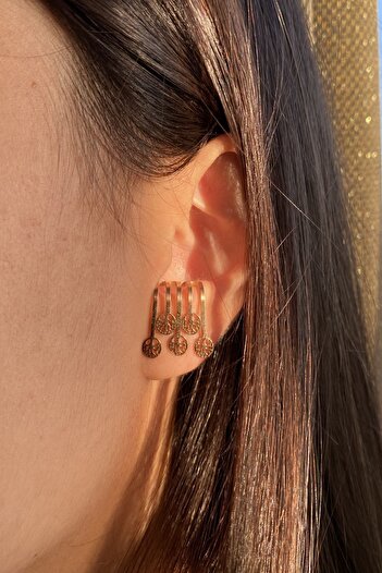 axexuar Rose Color Elegant 316l Women's Steel Earrings with Tree of Life Motif - Stainless Non-Tarnish Double Sold