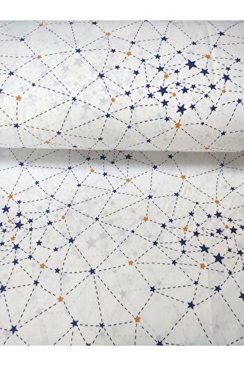 Wella Home Yellow Navy Blue Milky Way Stars Poplin / Akfil 240 Width