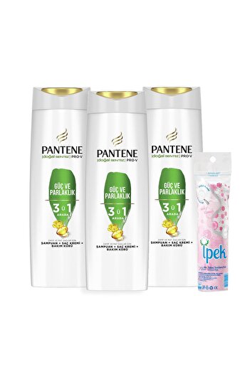 Pantene 400 ml X 3 Makeup Cotton - Strength and Shine Care Cure, 1 in Shampoo Cream