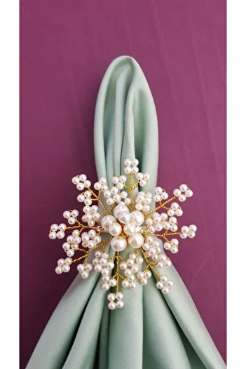 pekars Gold Silver Color Pearl Snowflake Napkin Ring Ring 8 Pieces