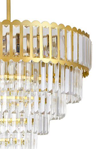 Avizemoda Lora 55 Cm'lik Kristal Cam Taşlı Lüks Avize - (sarı Yaldız)