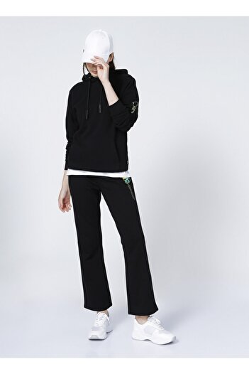 ONLY Hooded Comfortable Plain Black Women's Sweatshirt