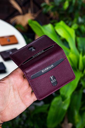 Garbalia Nahita Genuine Leather Slim Claret Red Card Holder Wallet