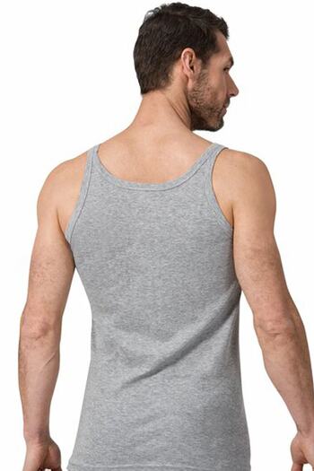 Namaldı Gray Melange 122 Full Cotton Men's Tank Top - Thin Strap Rib