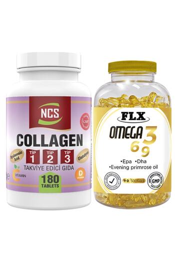 NCS Collagen Type 1-2-3 180 Tablets & Flx Omega 3-6-9 90 Tablets