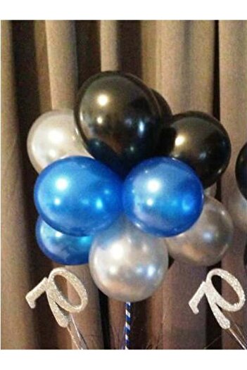 Party City 30 Metallic Balloons Blue - Black - White Mixed