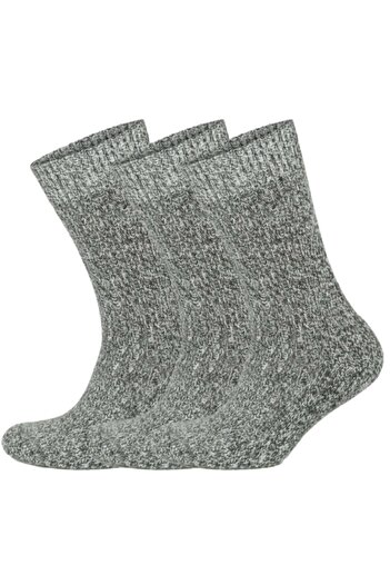 on my way Onmyway 3 Pairs Norwegian Type Thermal Effect Wool Socks Norwegian Socks Gray