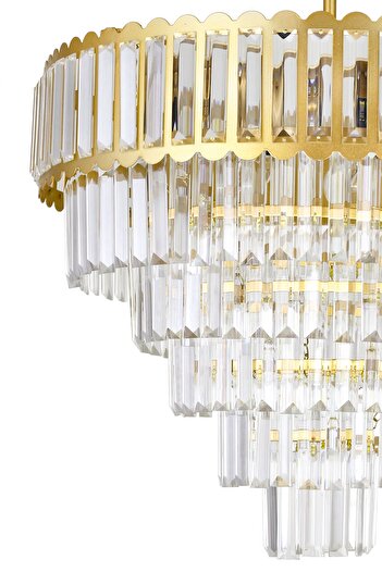 Avizemoda Lora 55 Cm'lik Kristal Cam Taşlı Lüks Avize - (sarı Yaldız)