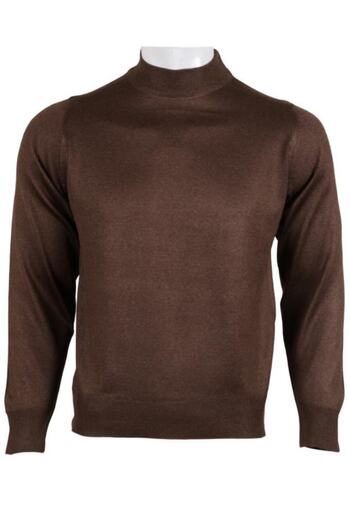 Modarar Men's Brown Sweater Half Fisherman's Wool Classic Regular Cut Rar00799