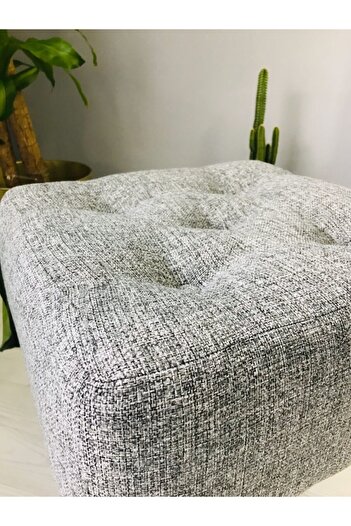 WEBPANYA Artego Geniş Oturum Alanlı Siyah Ağaç Ayak Gri Kare Puf Bench