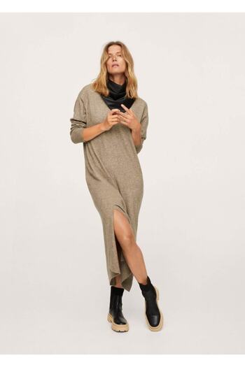 MANGO Woman Rochie tricotată cu fante