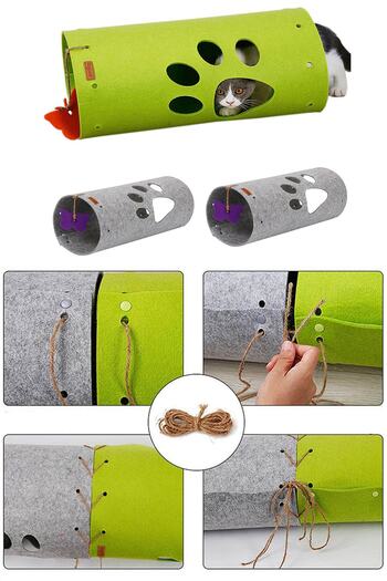 UTKU TASARIM Cat Tunnel 3 Pieces Can Be Added Functional Pet Toy Tunnel Md7
