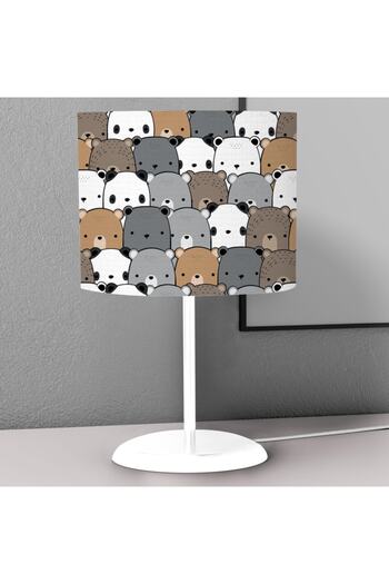 instababyrooms Happy Bear Patterned Brown Children's Room - Digital Printed Desktop Lampshade Chandelier