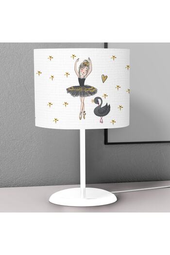 instababyrooms Black Swan Ballerina Patterned - Children's Room Digital Printed Desktop Lampshade Chandelier