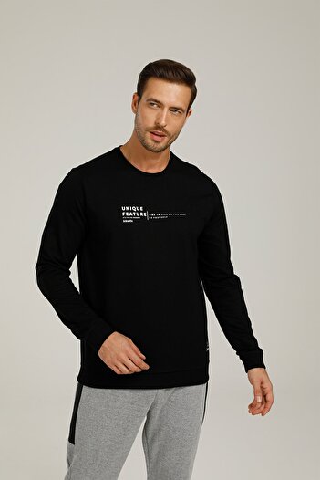 Kinetix Sn549 Erıc Slogan Sweatsh Μαύρο ανδρικό φούτερ