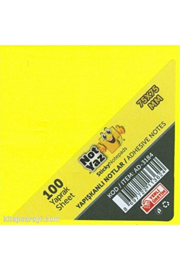 Paste Notes Note Summer Adhesive Note Paper 75x75 Mm Neon Yellow