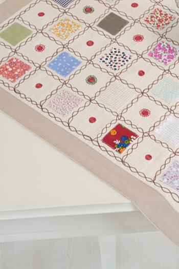 ÖDEL HOME Milk Coffee Bordered Patched Embroidered 90X90 cm Tablecloth