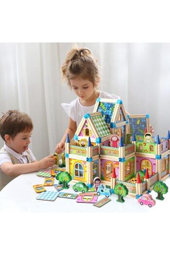 Kızılkaya Oyuncak Wooden Architectural Building Blocks 128 Pieces