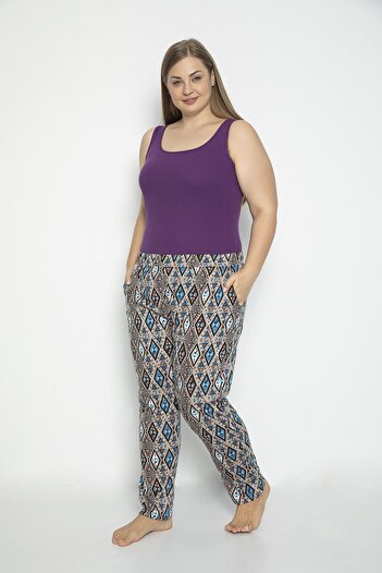 VISHENKA Women's Modal Printed Pocket Mink Color Pajama Bottoms / Plus Size