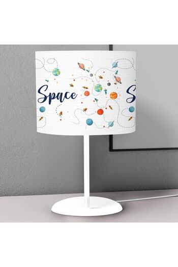 instababyrooms Space and Rocket Patterned Children's Room - Digital Printed Desktop Lampshade Chandelier