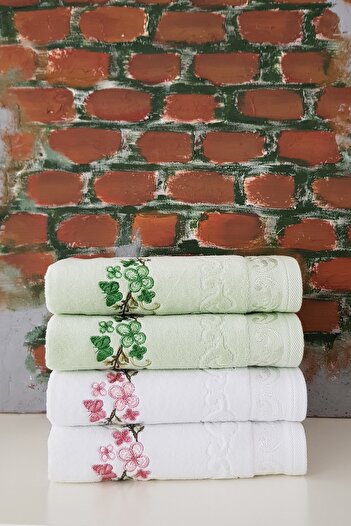Özdilek Dila V2 Embroidered Towel 4 Pack White Green