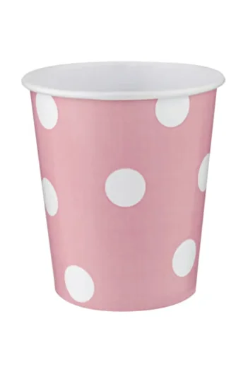 Roll-Up 8-piece Pink Polka Dot Cardboard Cup