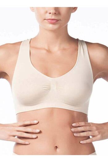 Yeni İnci Beige Sports Bustier with Thick Straps