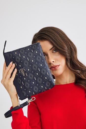 Deri Company Navy Blue Women's Portfolio&Clutch Bag