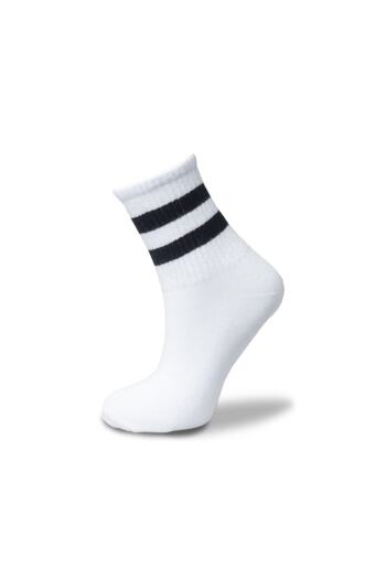 Happy Socks Black Striped White Tennis Socks Unisex 36-42