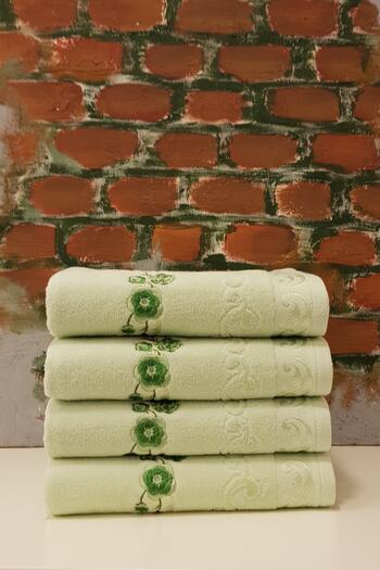 Özdilek Dila V3 Embroidered 4-Piece Towel - Y. Green