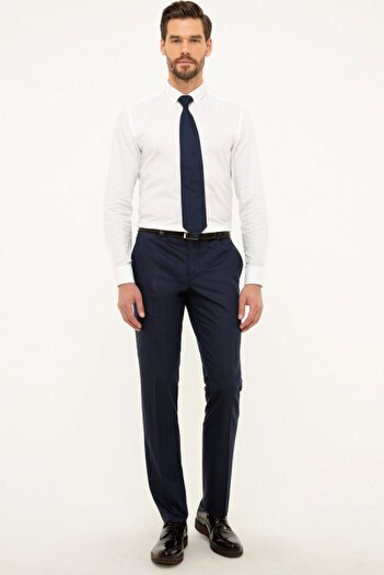 Bilgiçler Classic Cut Navy Blue Fabric Panutulon