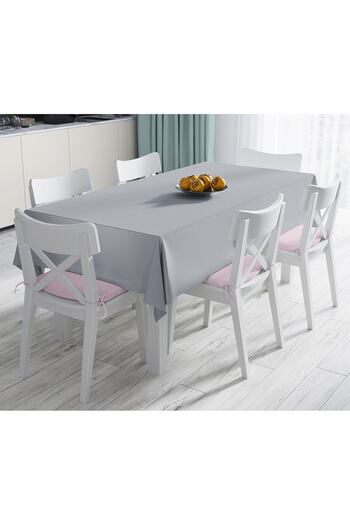 Realhomes Digital Printed Plain Light Gray Colored Tablecloth