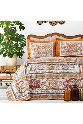 Karaca Home Rubi Hardal Çift Kişilik Yatak Örtüsü Set