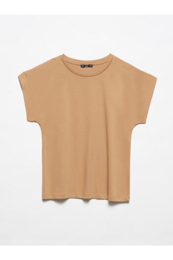 Dilvin 3504 Crew Neck T-shirt-dark Camel