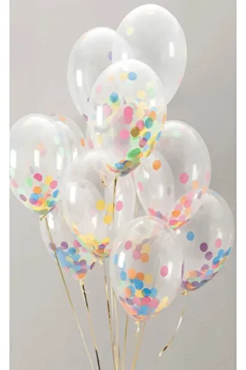 Parti dolabı Mixed Color Confetti Transparent Balloon 5 Pack