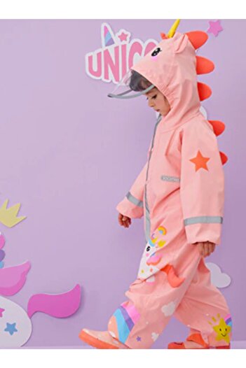 Petityu Unicorn Παιδική αδιάβροχη φόρμα με κουκούλα 4-6 ετών