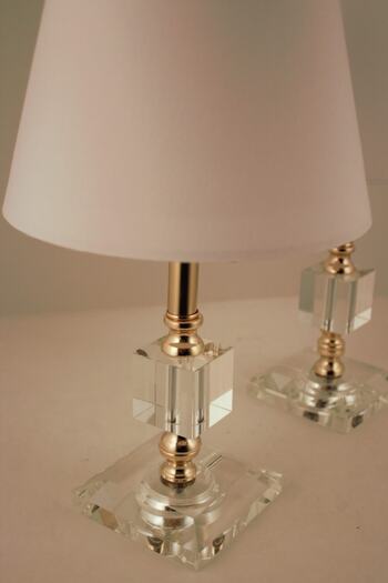 AbajurAksesuar Akife Double Gold Crystal Lampshade White