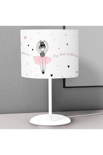 instababyrooms Pink Heart Patterned Small Ballerina Children's Room - Digital Printed Desktop Lampshade Chandelier