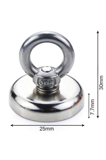 Dünya Magnet Fishing Magnet , 25mm Askılı Güçlü Neodyum Mıknatıs, Kurtarma Mıknatısı