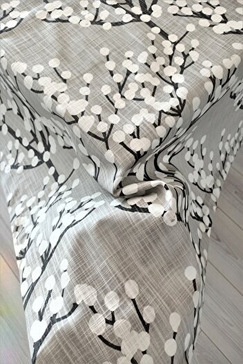eno concept Linen Premium Quality Patterned Grape Patterned Gray Tablecloth